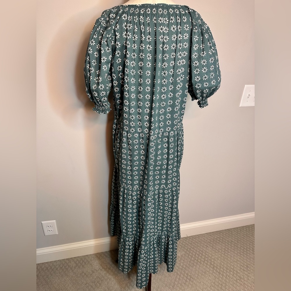 Sz 3 or L The Great green Dakota Midi Dress Floral Printed Puff Sleeve Cotton - Picture 9 of 13